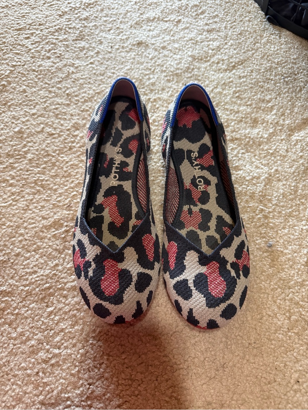 Rothy's Leopard Print Flats in Black, Tan & Red